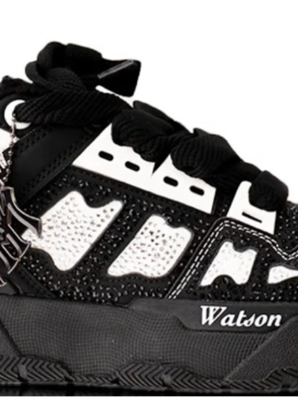 ⬛️💎👟💎⬛️ Watson Black/White Rhinestone Chunky Bones Sneakers